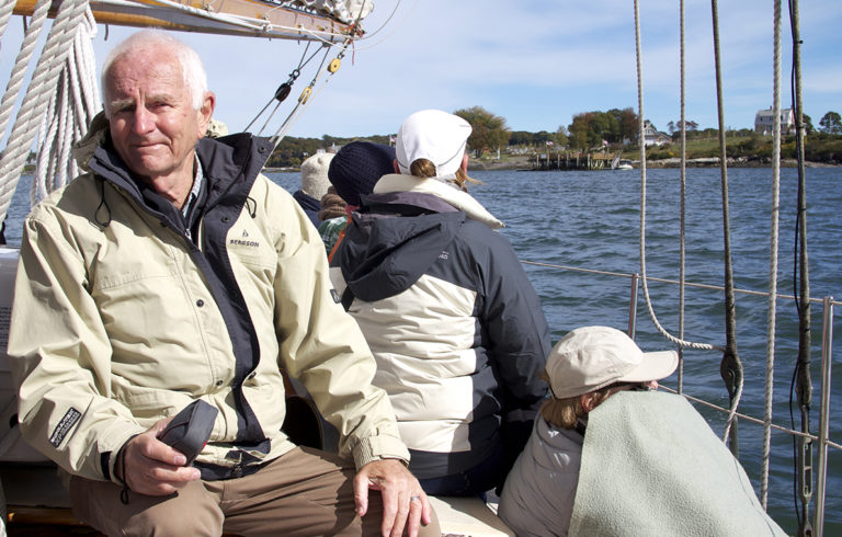 Ray Bowden enjoys the autumn sunshine on board the Bagheera.