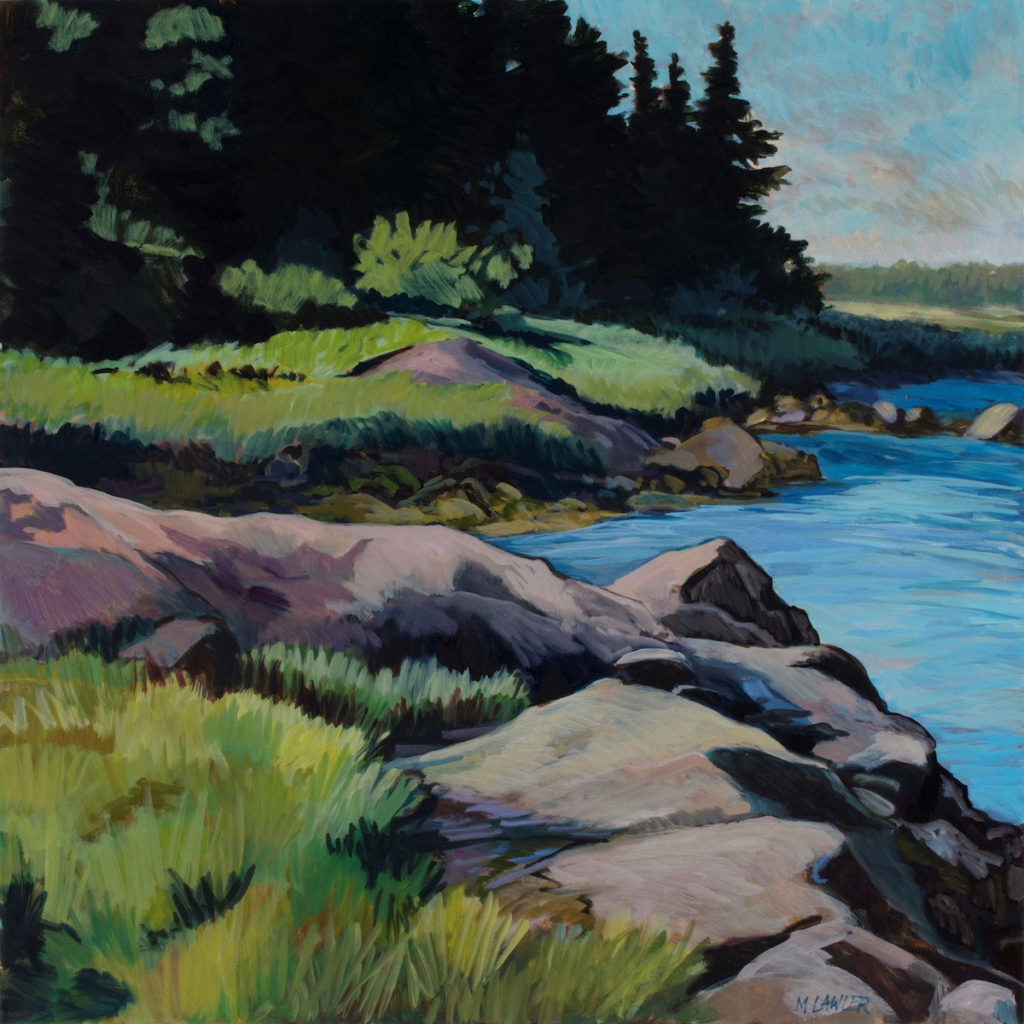 New work featured in Archipelago’s “King Tide” gallery show includes “Summer Glow” by Marguerite Lawler