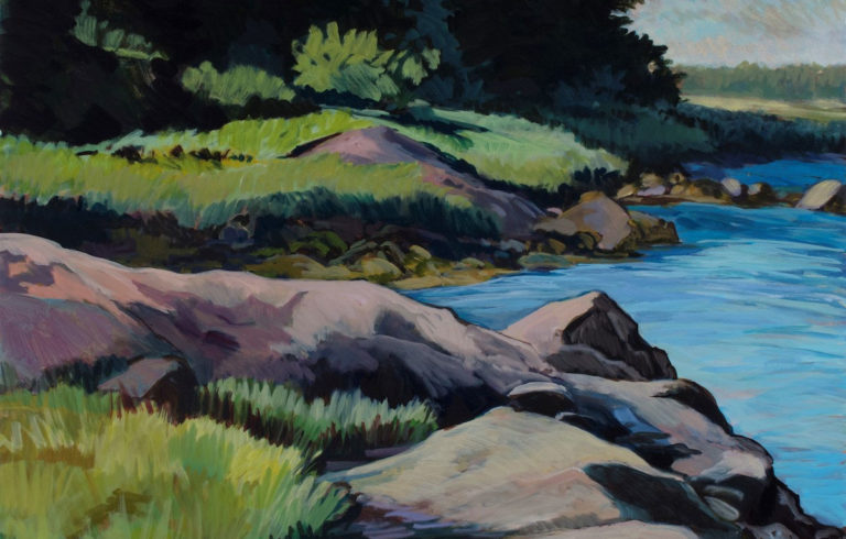 New work featured in Archipelago’s “King Tide” gallery show includes “Summer Glow” by Marguerite Lawler