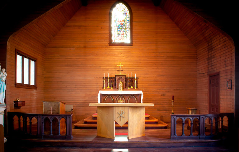 The interior of North Haven's Our Lady of Peace Church.