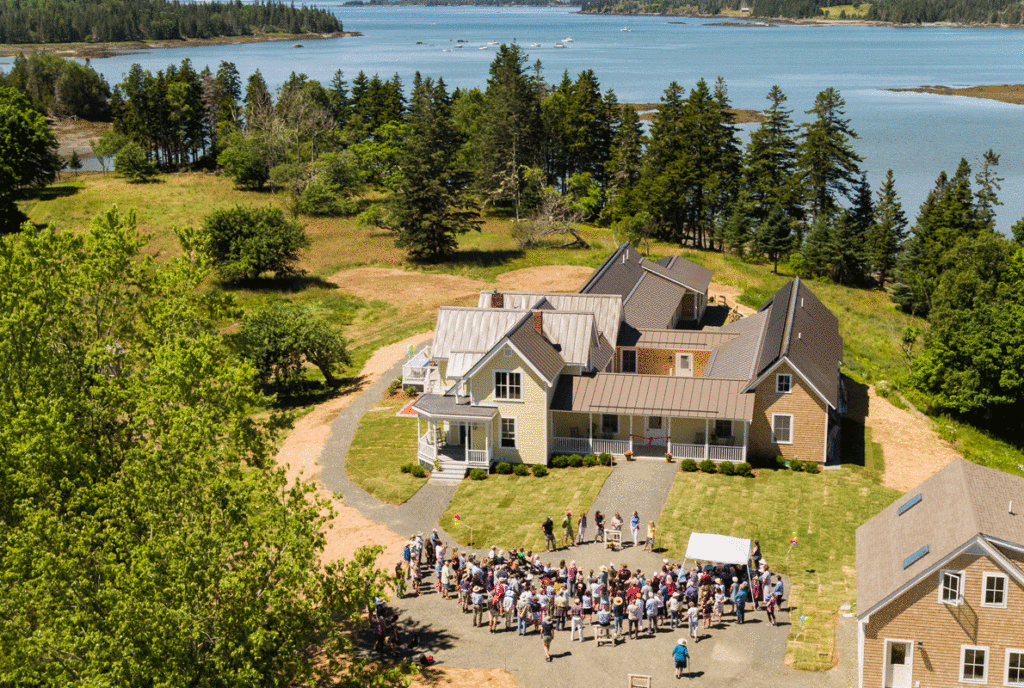 A drone view of the ribbon-cutting ceremony.