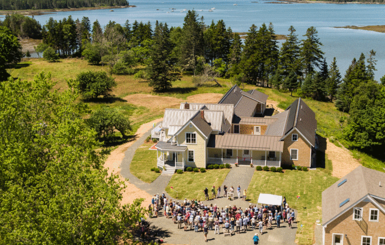 A drone view of the ribbon-cutting ceremony.