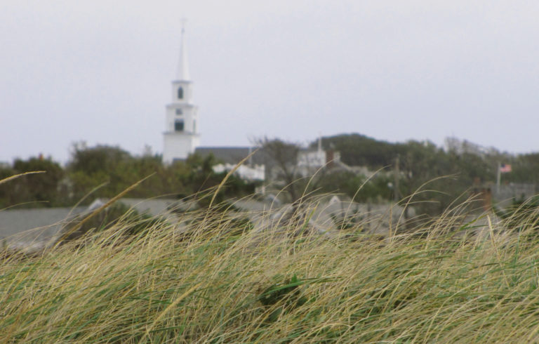 A view of Nantucket village from the shore.