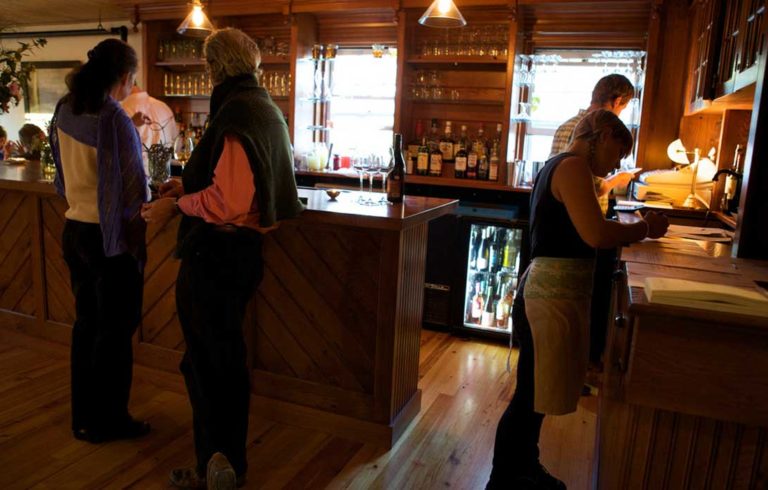 The bar at Nebo Lodge on North Haven.