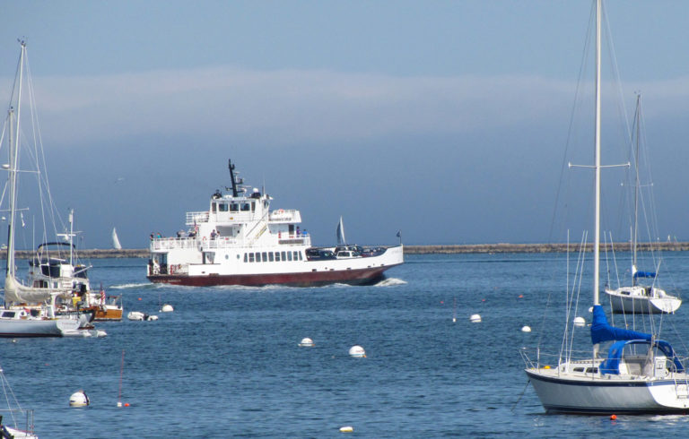 Ferry crosses Rockland harbor.