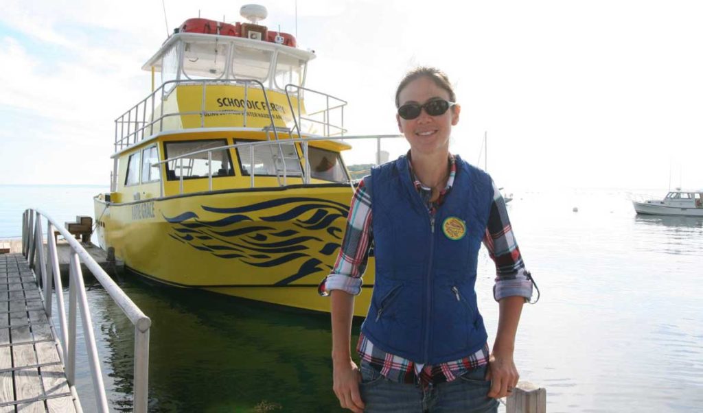 Kaitlyn Mullen at the College of the Atlantic dock.