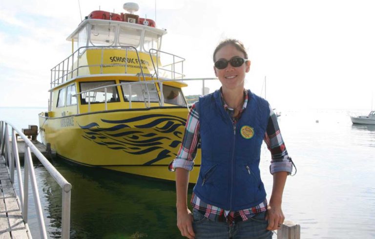 Kaitlyn Mullen at the College of the Atlantic dock.