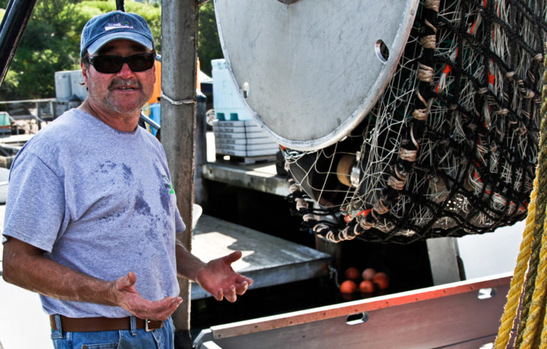 Randy Cushman explains the workings of his modified net.