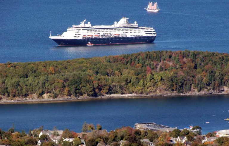 A cruise ship off Bar Harbor.