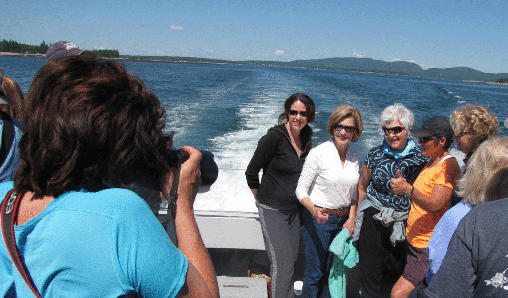 Women document their visit to the Cranberry Isles.