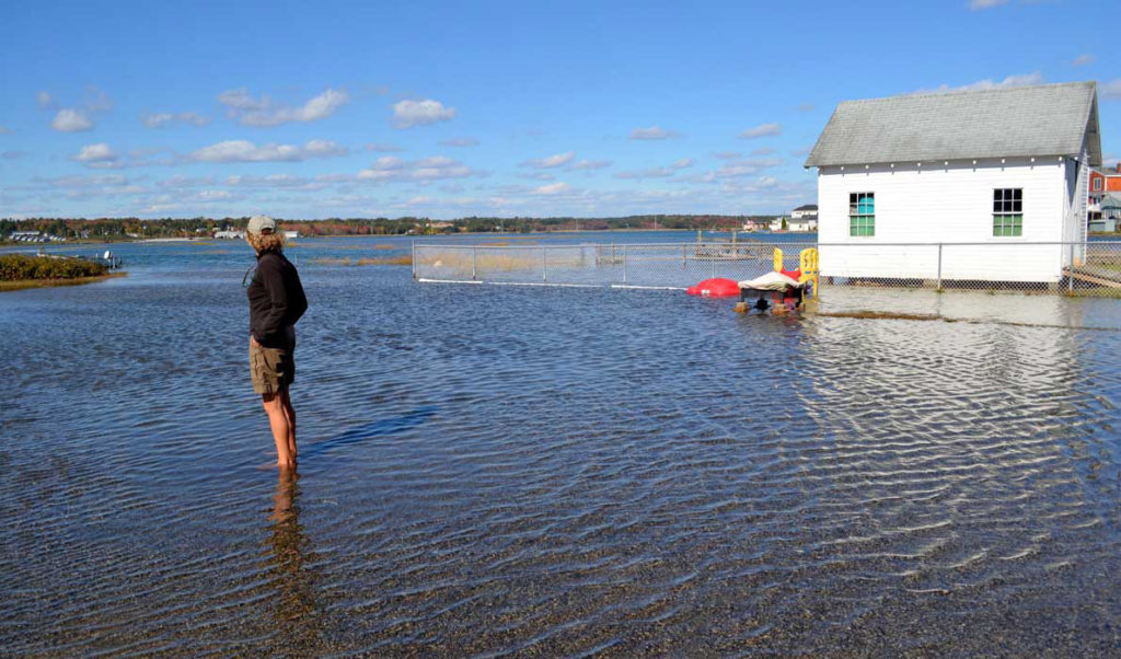 An especially high tide in Wells a few years back shows the Maine coast's vulnerability to rising sea levels.