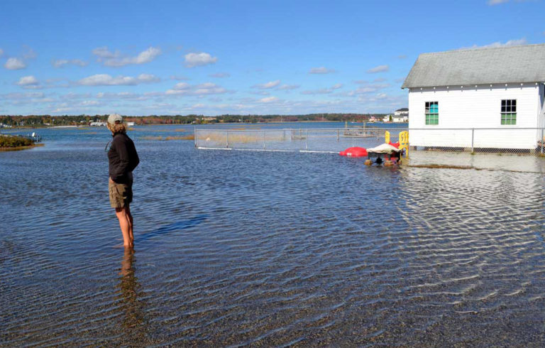 An especially high tide in Wells a few years back shows the Maine coast's vulnerability to rising sea levels.