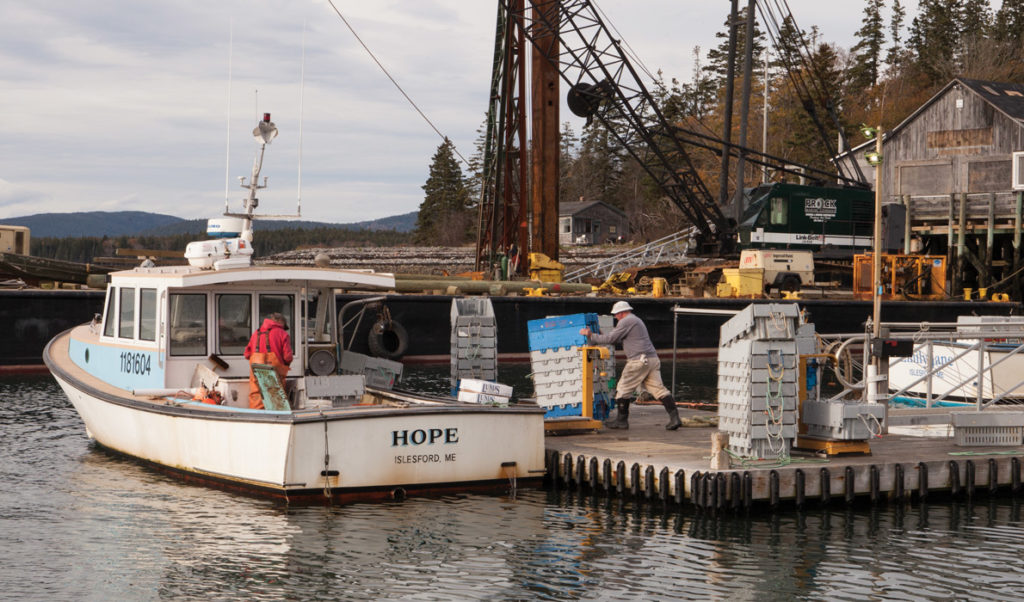 Fishermen work on the waterfront on Islesford as November settles in.