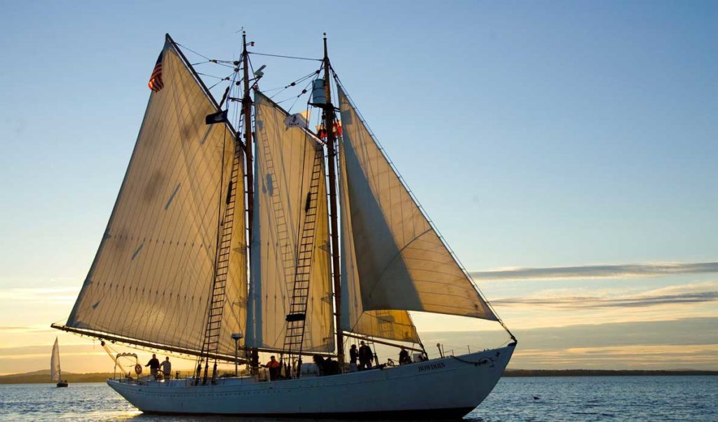 The schooner Bowdoin underway.