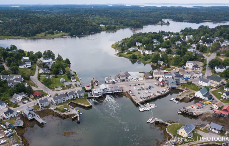 An aerial photo of downtown Vinalhaven (Courtesy of Rob Miller)