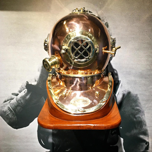 A diving helmet is among the artifacts included in the Maine Maritime Musuem’s exhibit, “Shipwrecks and Salvage.” PHOTO: COURTESY MAINE MARITIME MUSEUM