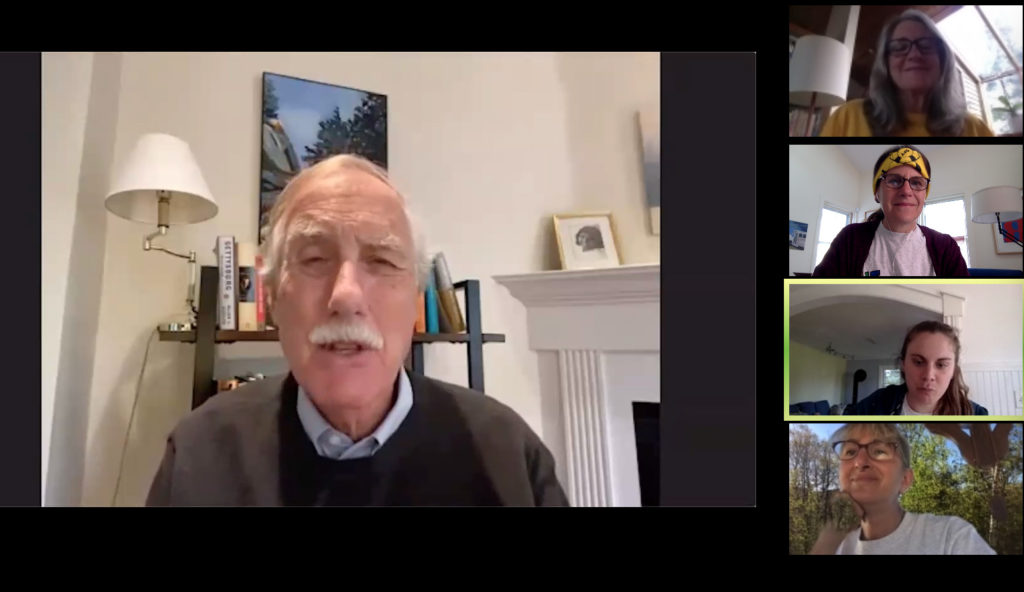 Senator Angus King congratulates the Outer Islands Teaching & Learning Collaborative on its 10th anniversary in a special video message shown during a virtual celebration held May 21