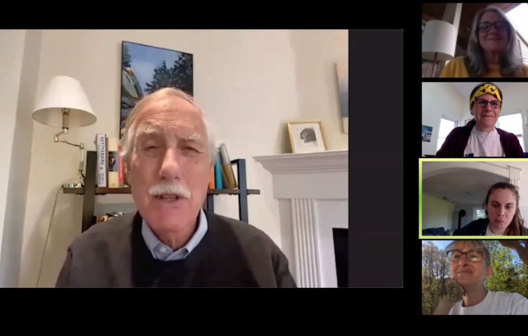Senator Angus King congratulates the Outer Islands Teaching & Learning Collaborative on its 10th anniversary in a special video message shown during a virtual celebration held May 21