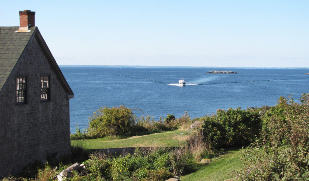 Mailboat approaches Monhegan.