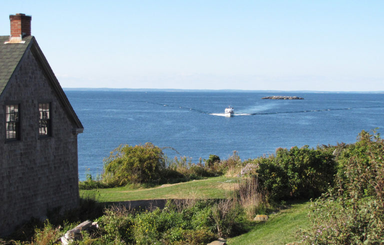 Mailboat approaches Monhegan.