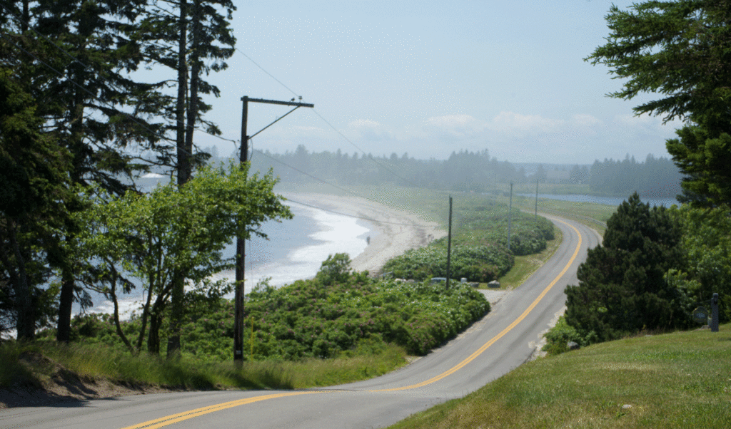 Summer haze over Roque Bluffs State Park.