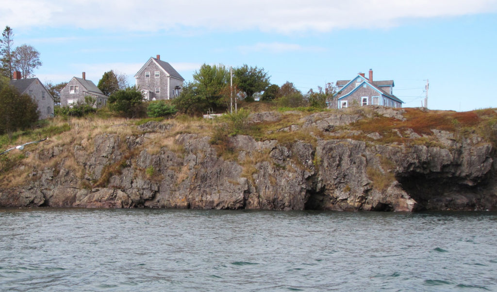 Houses on a rock bluff in Eastport.