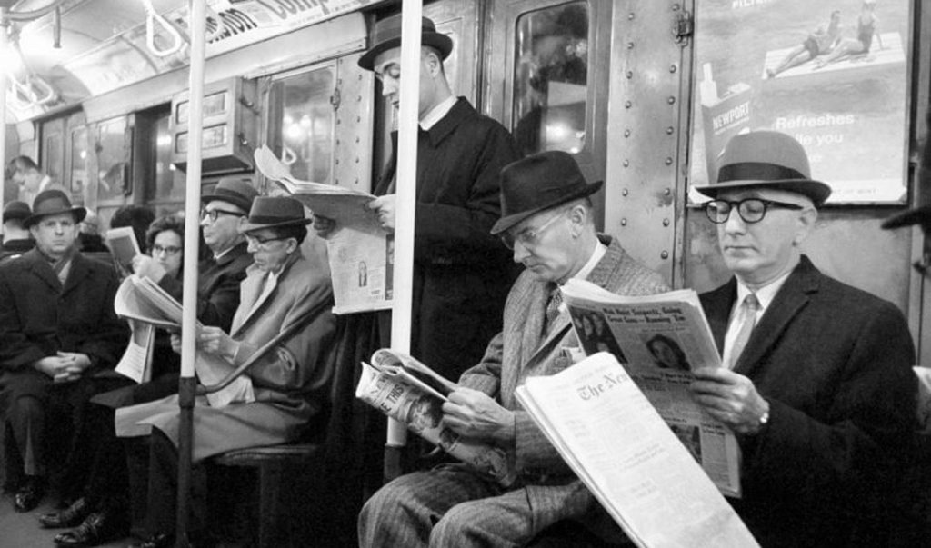 Readers of The Working Waterfront on their morning commute from Portland to Eastport.