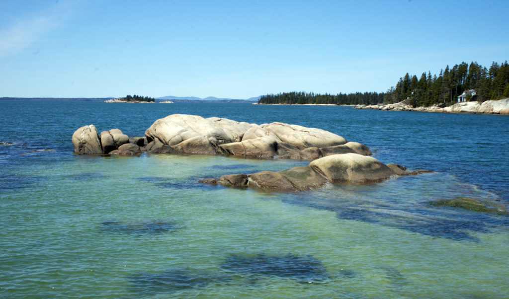 Rock-bound Stonington shore.