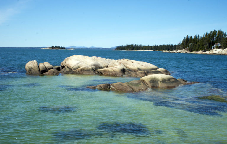 Rock-bound Stonington shore.