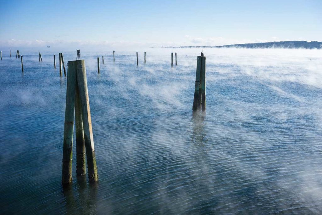 Sea smoke captured in Rockland earlier in the winter of 2014-2015.