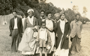 This photo was taken at the 1936 Warren Bicentennial Celebration. From left are: Frank Peters, Rosa Peters, William Peters, Olivia Peters, Sydney Peters, and Grace Carter Peters. PHOTO: COURTESY WARREN HISTORICAL SOCIETY