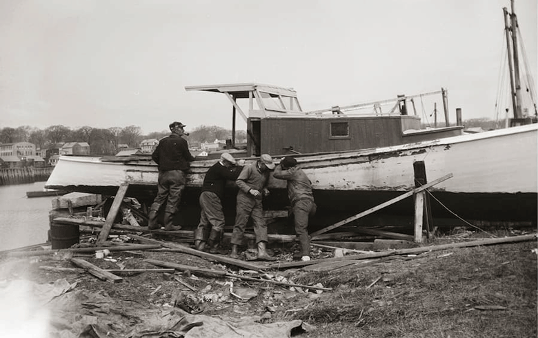 Working on a boat