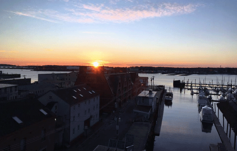 Sunrise over Portland Harbor.