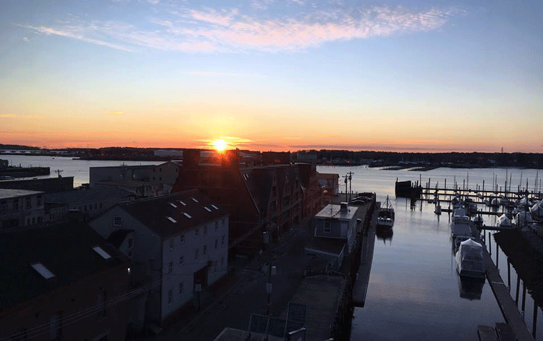 Sunrise over Portland Harbor.