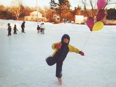Bea Crossman hosting a birthday party at the skating pond. PHOTO: COURTESY DONNA DAMON