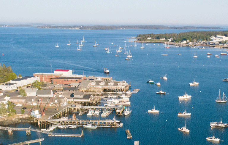 An aerial view of Southwest Harbor Boat Yard. PHOTO: JACK SULLIVAN
