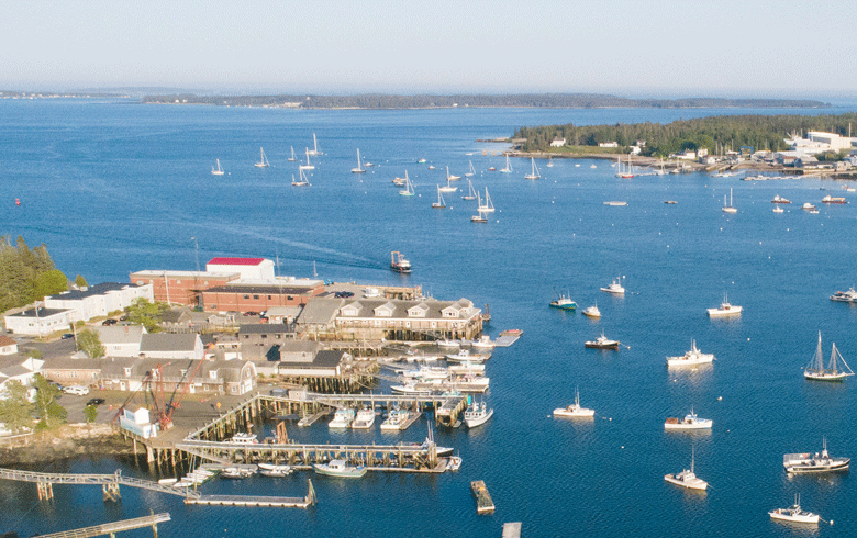 An aerial view of Southwest Harbor Boat Yard. PHOTO: JACK SULLIVAN