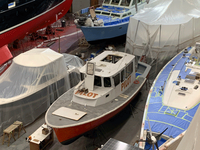 Northern Star, a former pilot boat, at Front Street Shipyard in Belfast, where it was retrofitted to carry freight. PHOTO: COURTESY BRIAN KRAFKACK
