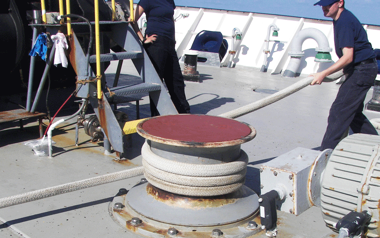 Maine Maritime Academy students work on deck on the training vessel State of Maine. FILE PHOTO: TOM GROENING