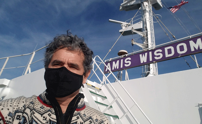 Dave Gelinas aboard a ship in Penobscot Bay. PHOTO: COURTESY PENOBSCOT BAY & RIVER PILOTS ASSOCIATION