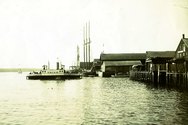 The steam ferry Union on the Bath waterfront, circa 1890. PHOTO: COURTESY MAINE MARITIME MUSEUM