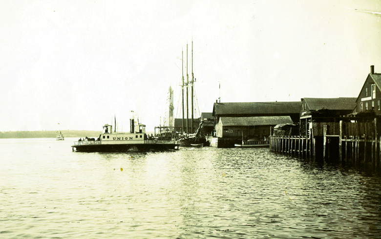 The steam ferry Union on the Bath waterfront, circa 1890. PHOTO: COURTESY MAINE MARITIME MUSEUM