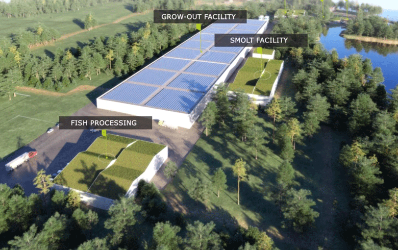 A photographic rendering of what Nordic Aquafarms' Belfast facility would look like.
