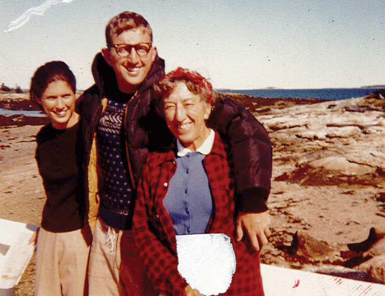 Margaret Hamilton, at right, with her son and daughter-in-law on the island she owned off Southport Island.