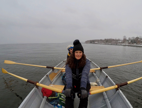 Littrell rowing with a client in February. PHOTO: COURTESY NICOLLE LITTRELL