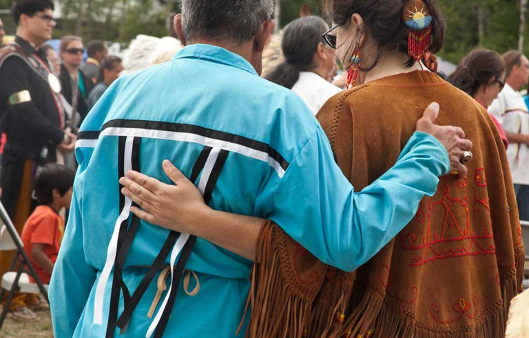 Members of the Passamaquoddy nation gather at a tribal ceremony. FILE PHOTO: LESLIE BOWMAN