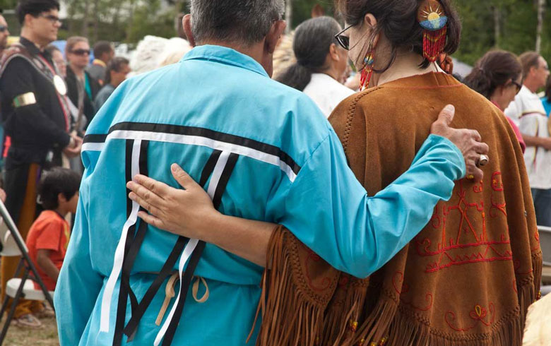 Members of the Passamaquoddy nation gather at a tribal ceremony. FILE PHOTO: LESLIE BOWMAN