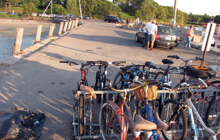 Bicycles on Chebeague Island's Stone Pier. FILE PHOTO: TOM GROENING