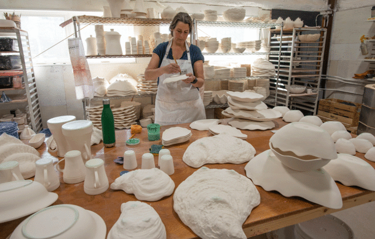 Alison Evans with her oyster-inspired ceramics.