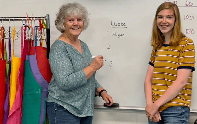 Colleen Haskell, DEI's education director, poses with Hannah Greene. PHOTO: LESLIE BOWMAN
